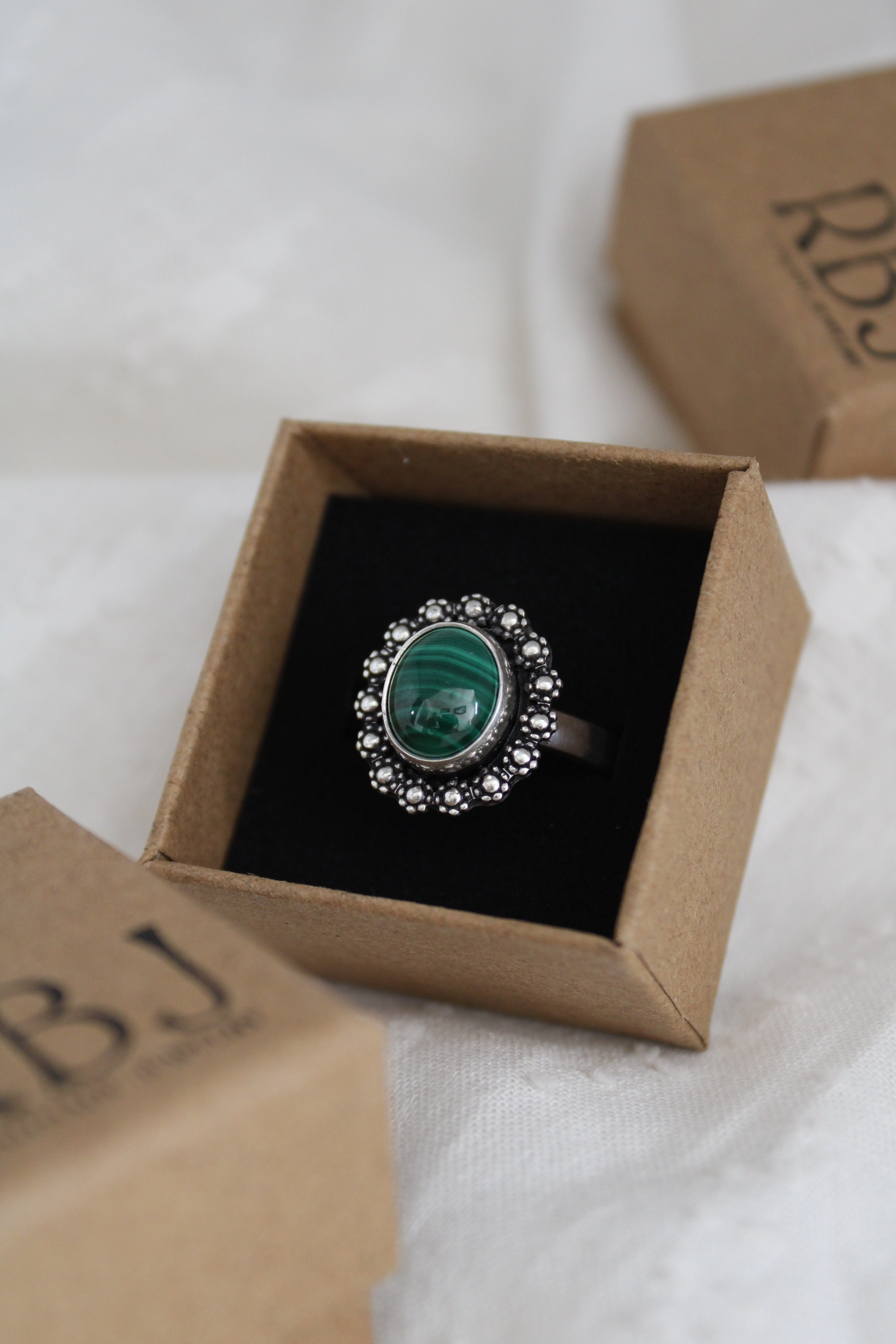 Size 7.25 Malachite Ring