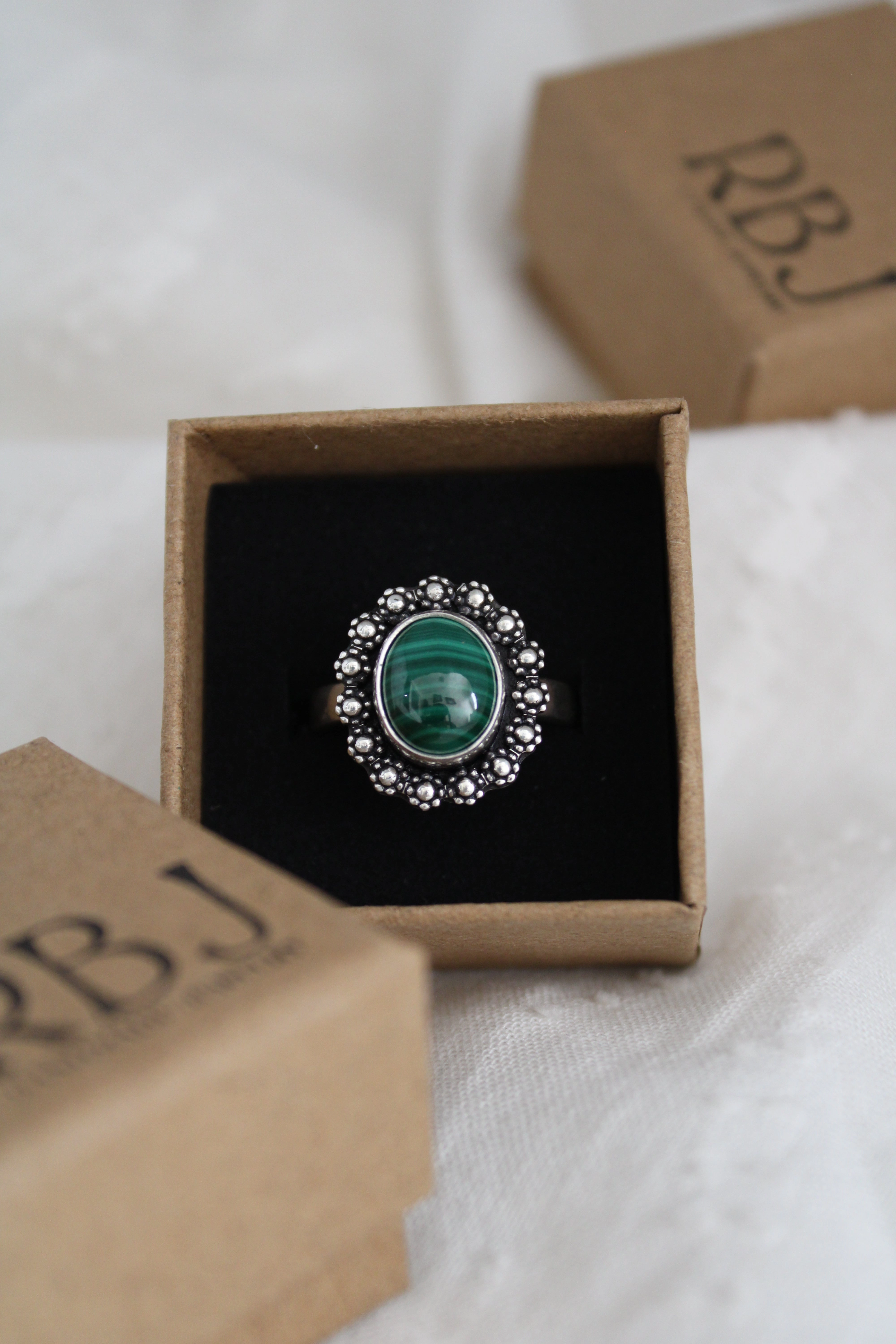 Size 7.25 Malachite Ring