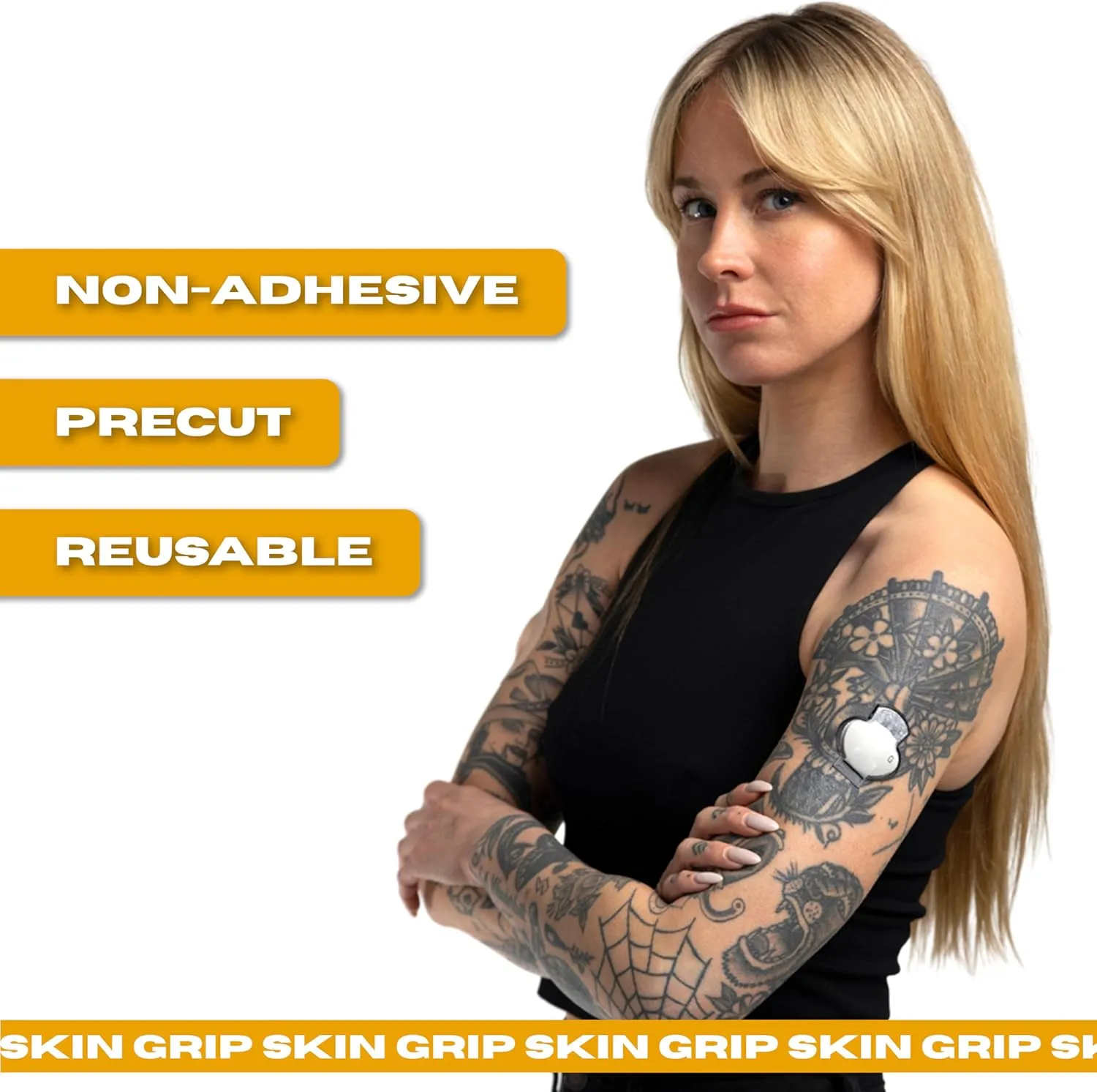 Skin Grip: Skin Defender Reusable Barrier Compatible with Medtronic CGM– Pre-Cut, Non-Adhesive Cover for Infusion Sets – Layer Helps Prevent Allergic Reactions – 5 Pack