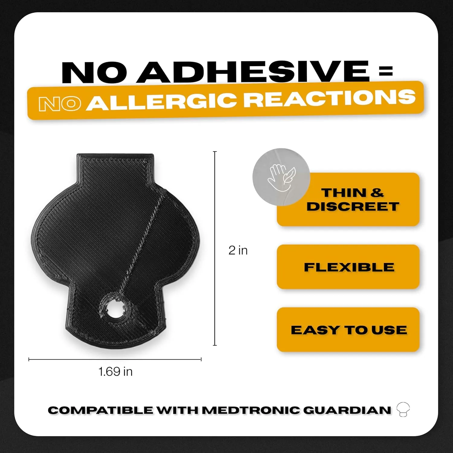 Skin Grip: Skin Defender Reusable Barrier Compatible with Medtronic CGM– Pre-Cut, Non-Adhesive Cover for Infusion Sets – Layer Helps Prevent Allergic Reactions – 5 Pack