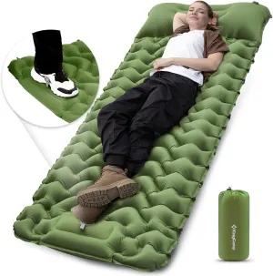 Sleeping Pad for Camping, Inflatable Sleeping Pad with Pillow, Ultralight Connectable Camping Mattress with Built-in Foot Pump, Perfect for Backpacking, Hiking, Tent, and Cot Use