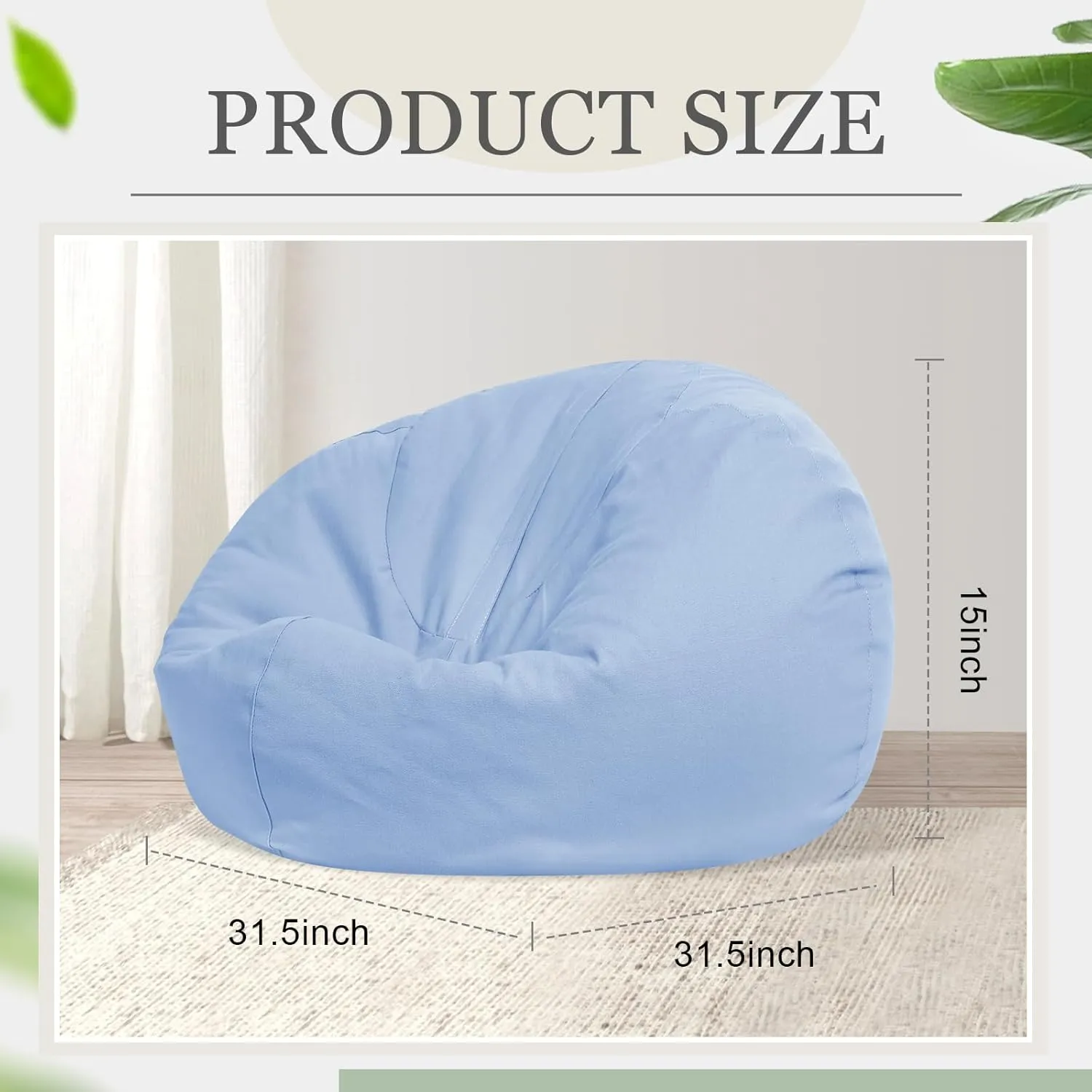 Sliner 2 Pcs Stuffed Animal Storage Bean Bag Chair Cover for Kids Adults (no Filler) Large Stuffable Zipper Beanbag Cover for Organizing Plush Toys or Memory Foam(Blue, Small)