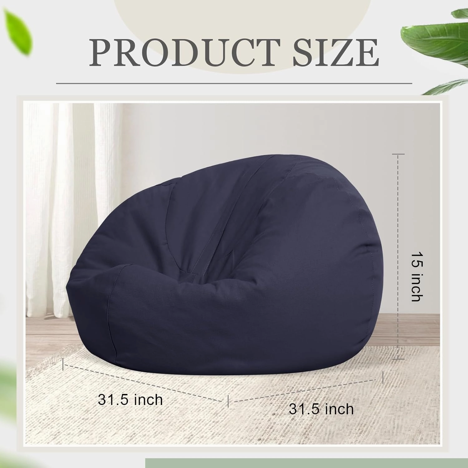 Sliner 2 Pcs Stuffed Animal Storage Bean Bag Chair Cover for Kids Adults (no Filler) Large Stuffable Zipper Beanbag Cover for Organizing Plush Toys or Memory Foam(Coffee and Navy Blue, Small)
