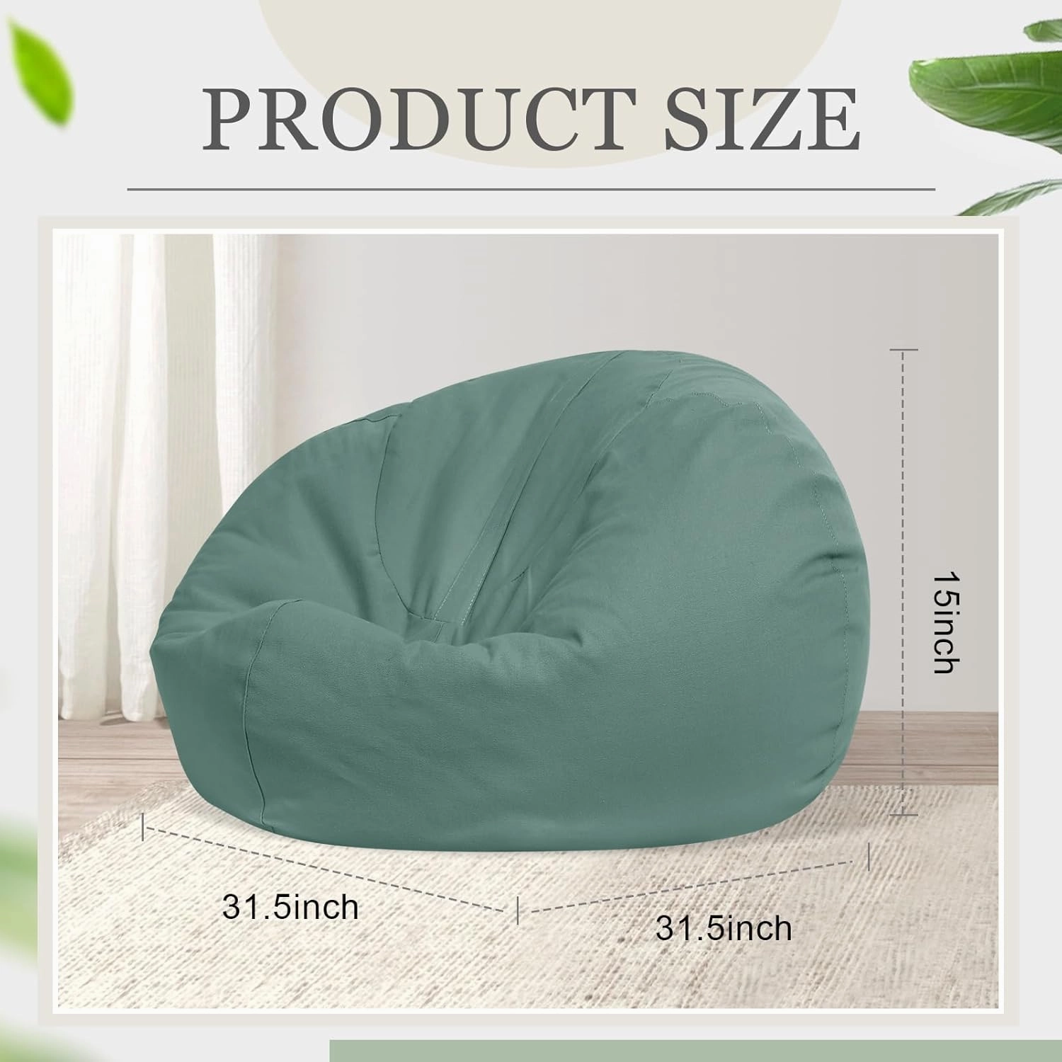Sliner 2 Pcs Stuffed Animal Storage Bean Bag Chair Cover for Kids Adults (no Filler) Large Stuffable Zipper Beanbag Cover for Organizing Plush Toys or Memory Foam(Green, Small)