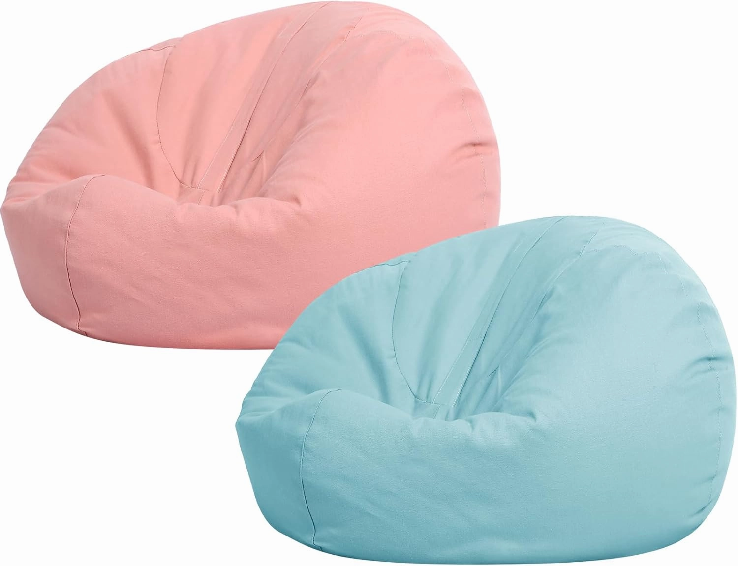 Sliner 2 Pcs Stuffed Animal Storage Bean Bag Chair Cover for Kids Adults (no Filler) Large Stuffable Zipper Beanbag Cover for Organizing Plush Toys or Memory Foam(Pink and Green, Small)