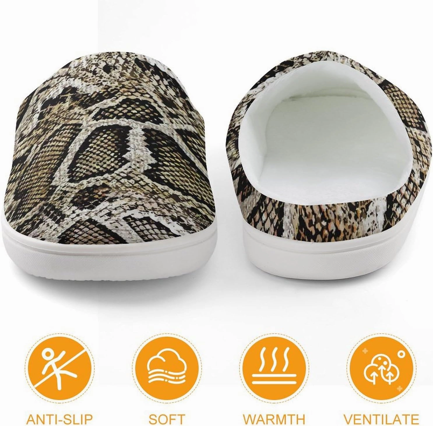 Snake Skin Texture Print Slippers for Boys Girls Home Cotton Slippers Non-Slip Warm Little Kids Slippers