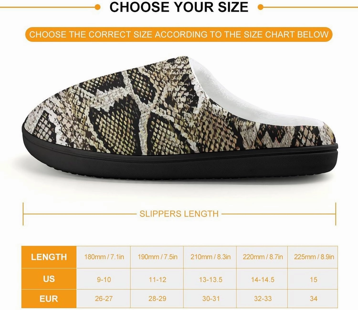 Snake Skin Texture Print Slippers for Boys Girls Home Cotton Slippers Non-Slip Warm Little Kids Slippers