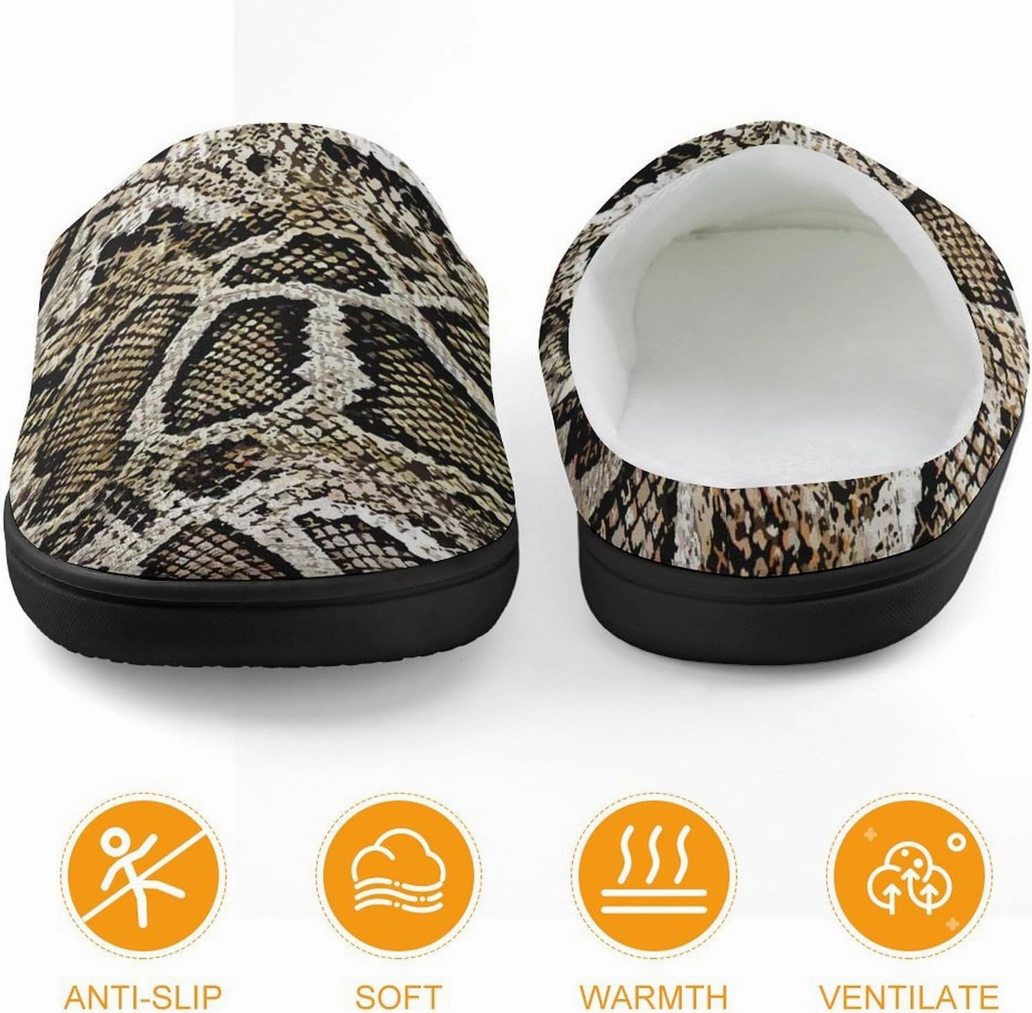 Snake Skin Texture Print Slippers for Boys Girls Home Cotton Slippers Non-Slip Warm Little Kids Slippers
