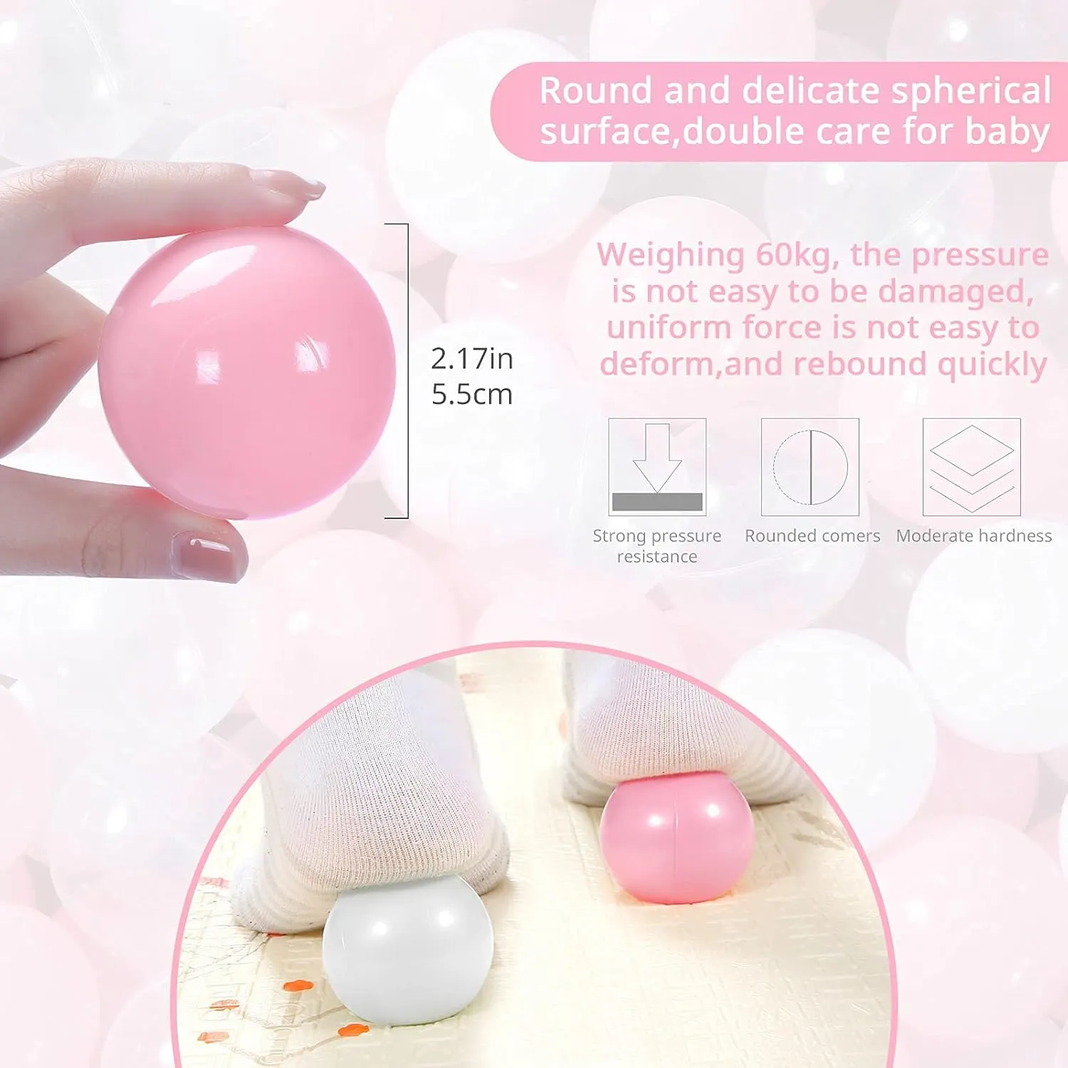 Soft Plastic Ball Pit Balls, 100 200 500pcs Plastic Toy Balls for Kids, Crush Proof Stress Balls for Baby Toddler Birthday Party, Ball Pits Play Tent, Baby Pool Water Toys, Party Decoration