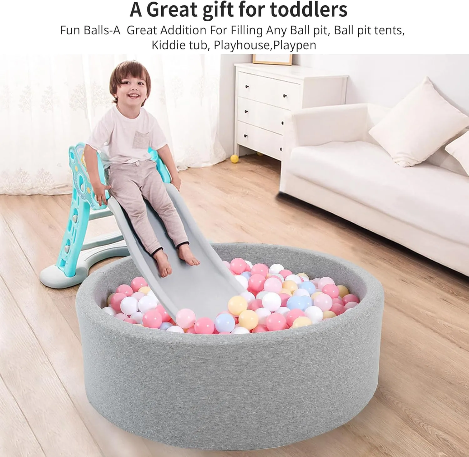 Soft Plastic Ball Pit Balls, 100 200 500pcs Plastic Toy Balls for Kids, Crush Proof Stress Balls for Baby Toddler Birthday Party, Ball Pits Play Tent, Baby Pool Water Toys, Party Decoration