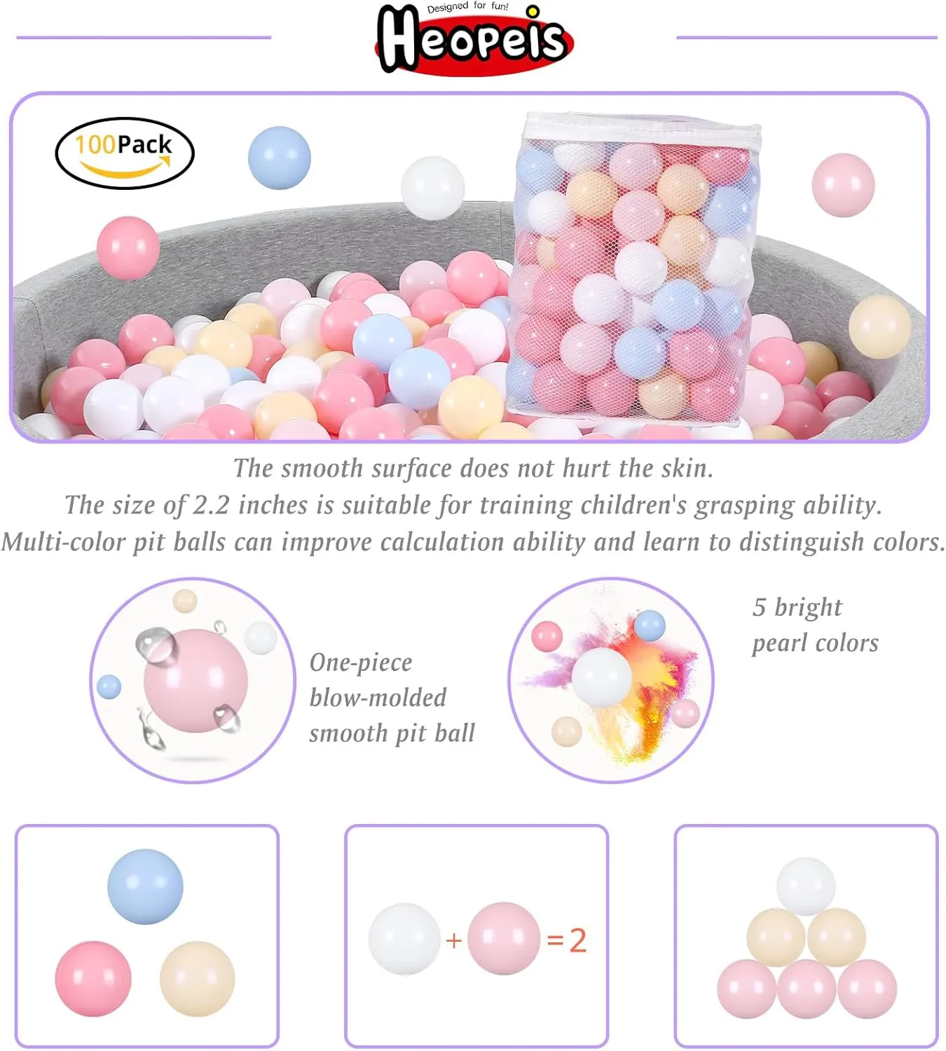Soft Plastic Ball Pit Balls, 100 200 500pcs Plastic Toy Balls for Kids, Crush Proof Stress Balls for Baby Toddler Birthday Party, Ball Pits Play Tent, Baby Pool Water Toys, Party Decoration
