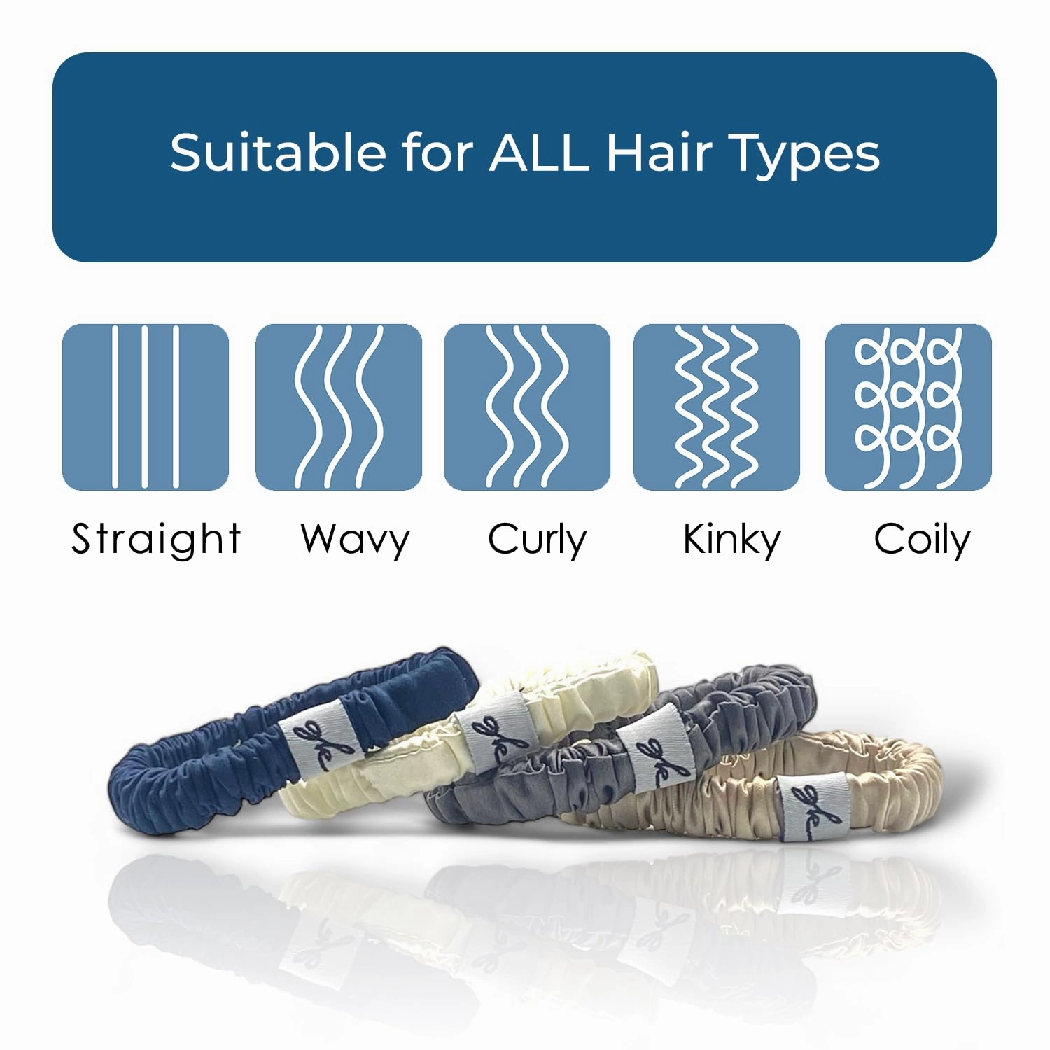 Soft Silk Satin Non Slip Hair Ties 6 Pack - Thin Elastic Ponytail Hair Band | Skinny Slim Srunchie for Thin or Thick Hair | No Crease or Damage Hair Accessories from GK by BEHA Life (6, Neutral)