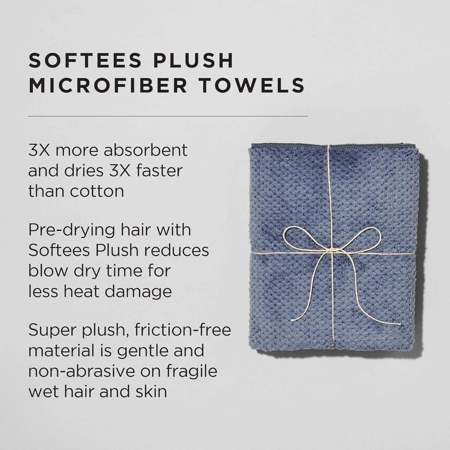 Softees Plush Microfiber Towels for Hair Salon, Barber, Spa, Ultra Soft Hair Wrap for Drying Hair, Hands, Face, Granite, 20 x 34 Inches, 6 Pack