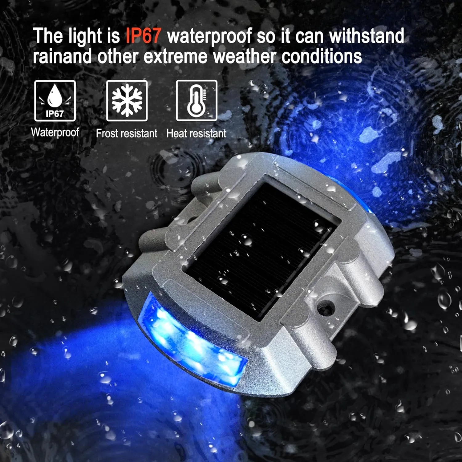 Solar Deck Lights Driveway Dock Lights 12 Pack, Outdoor LED Solar Powered Waterproof Warning Step Lights for Driveway Sidewalk Pathway Yard Garden(12 Pack, Blue)