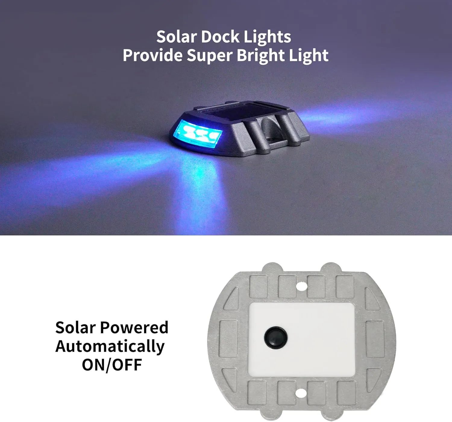 Solar Deck Lights Driveway Dock Lights 12 Pack, Outdoor LED Solar Powered Waterproof Warning Step Lights for Driveway Sidewalk Pathway Yard Garden(12 Pack, Blue)