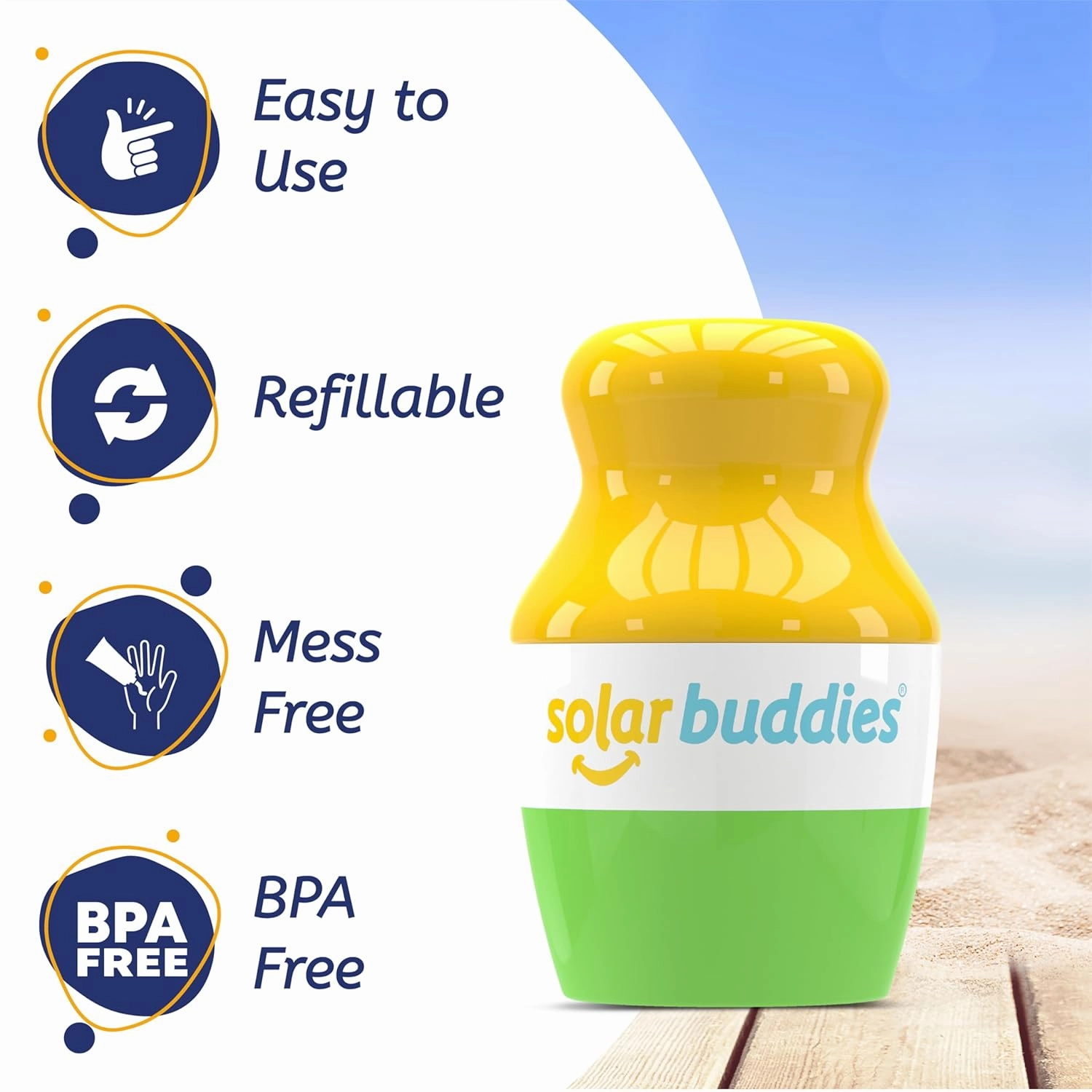 Solar Buddies Sunscreen Applicator - Pink & Green Duo - BPA-Free Refillable Roll on Sponge Sunscreen, Suncream & Lotion Applicator For Kids, Adults & Families - Holds 3.4fl oz, Perfect Size for Travel