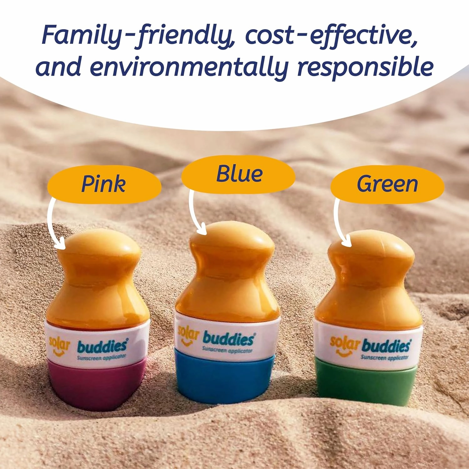 Solar Buddies Sunscreen Applicator - Single Pink - Refillable Roll on Sponge Sunscreen, Suncream & Lotion Applicator For Kids, Adults & Families - Holds 3.4fl oz, Perfect Size for Travel