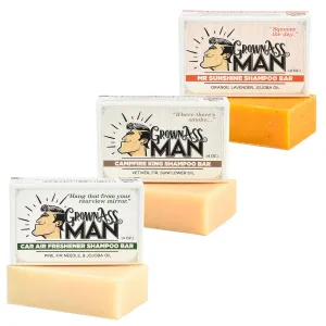 Solid Shampoo Bar Rich Lather 3 in 1: Hair, Beard & Body Wash - Plastic Free & Eco-Friendly, Natural & Organic for All Hair Types, 4oz Bar (Nature Lover, 3-Pack)