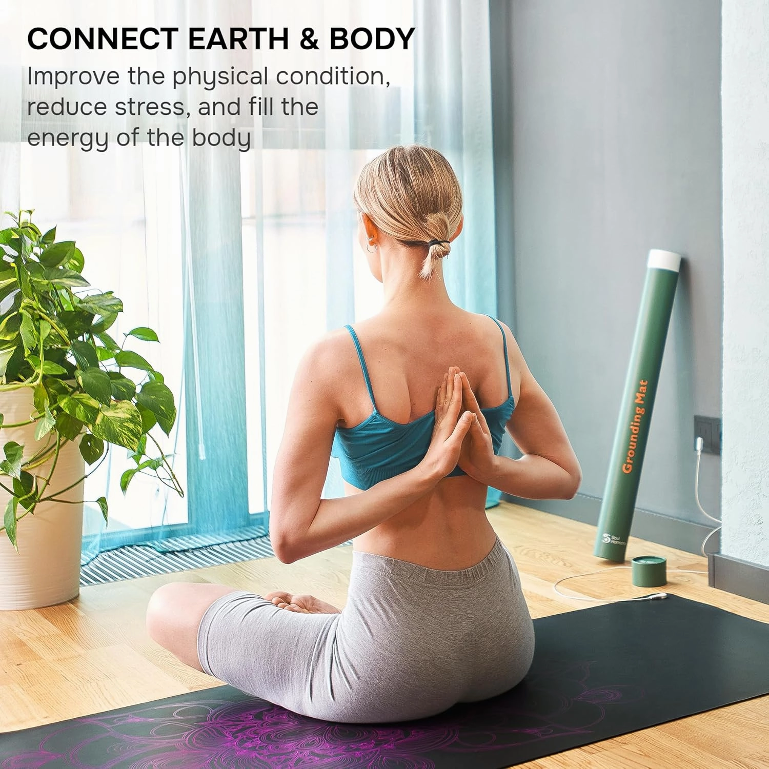 SoulHarmony Grounding Mat 72"x23.6" - Colored Earthing Mat for Bed, Yoga & Feet - Pink