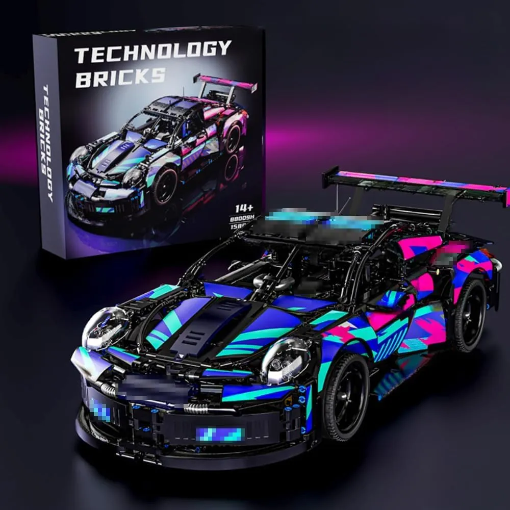 Sports Car Building Block Set for 911 RSR, 1580 PCS Model Super Car Building Kit, MOC Racing Vehicle Building Brick, Construction Vehicle Toys Gift for Kid Adult (Porsche 911 RSR)