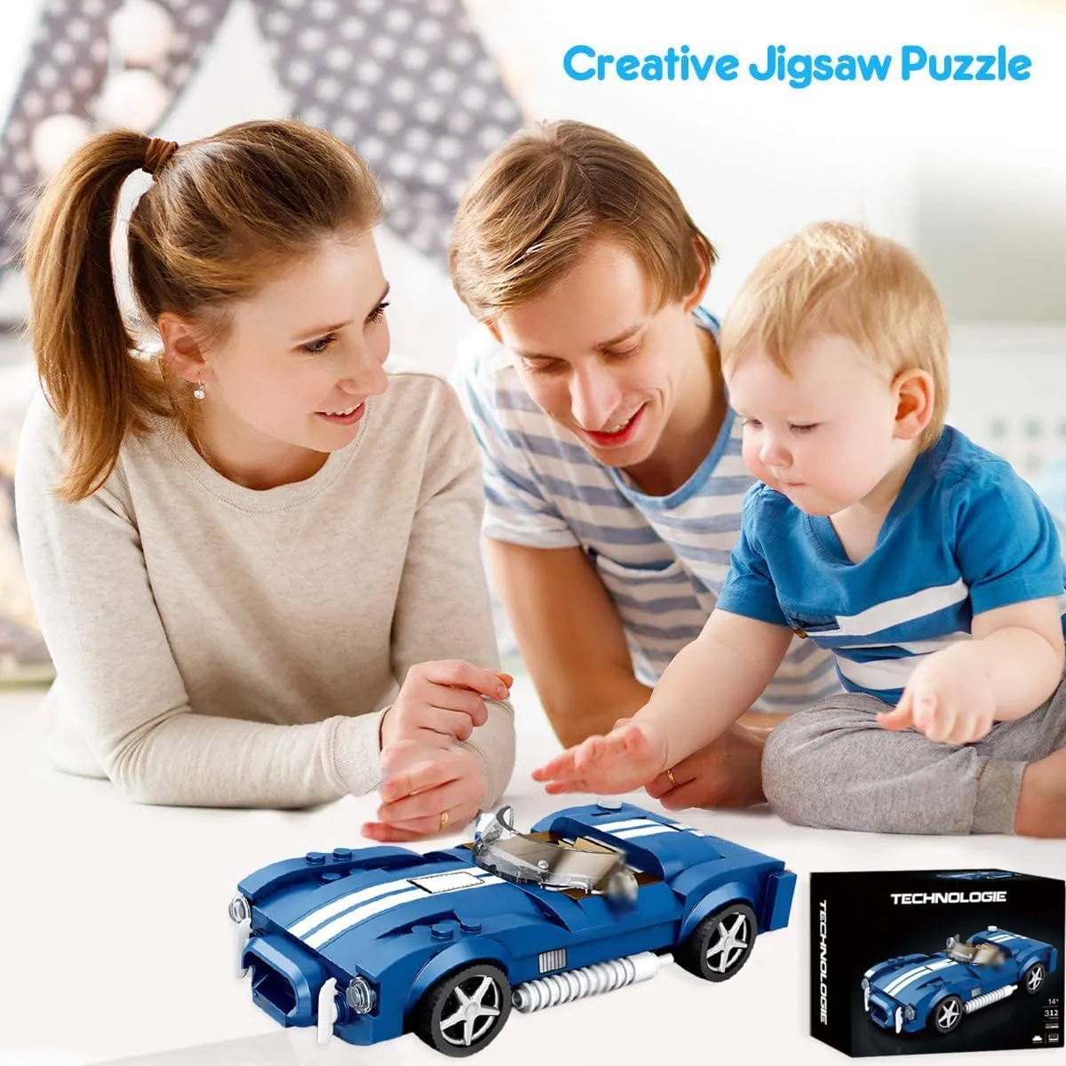 Sports Model Set - Shelby Cobra S, 312 PCS Racing Car Model Kit, MOC Super Car Building Brick, Construction Vehicle Toys Gift for Kids & Adults