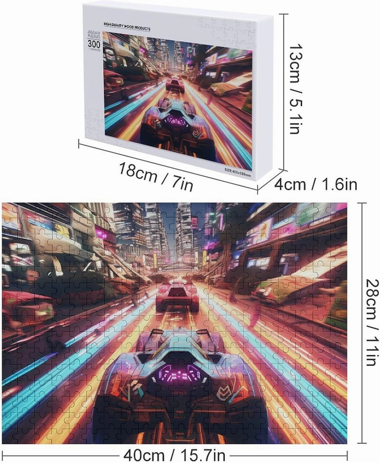 Sports Car Racing Wooden Puzzle Unique Jigsaw Puzzle Wall Art Picture for Home Decoration 300 PCS