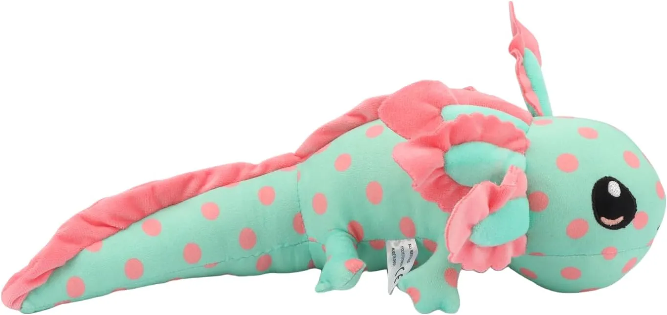 Spotted Mint Green&Pink Axolotl Plush Toy 17.7", Soft & Realistic Stuffed Animal, Adorable Salamander Plushie for Kids & Collectors, Creative Present for Boys Girls Birthday Christmas