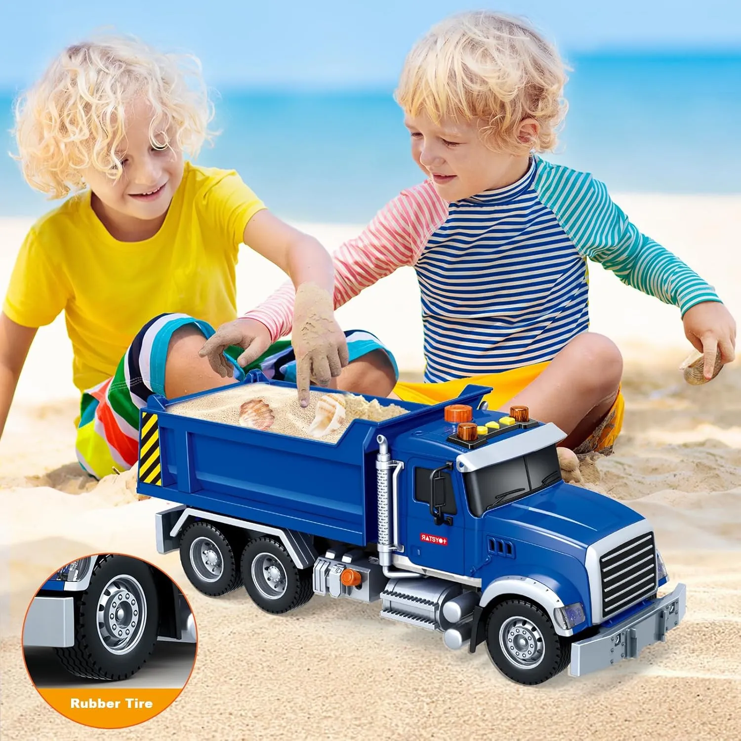 SpringFlower Large Dump Truck Toy for 3 4 5 6 7 Years Old Boy, Truck Toy with Sound and Light, Kids Toddlers Birthday Gifts for Boys & Girls,for Indoor & Outdoor