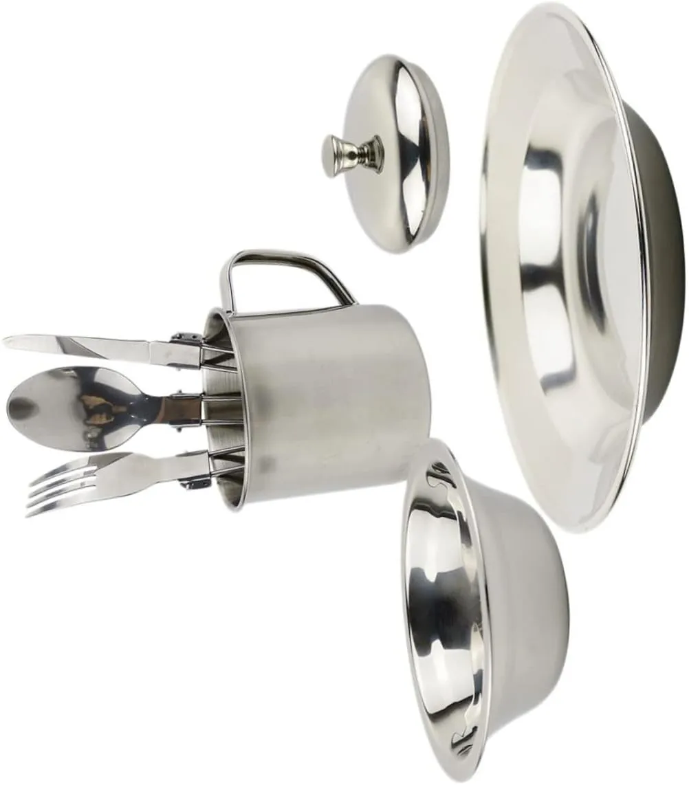 Stainless Steel Camping Cookware Kit 1-2 Person Portable Pot Set Camping Pans for Cooking Outdoor Cooking Utensils
