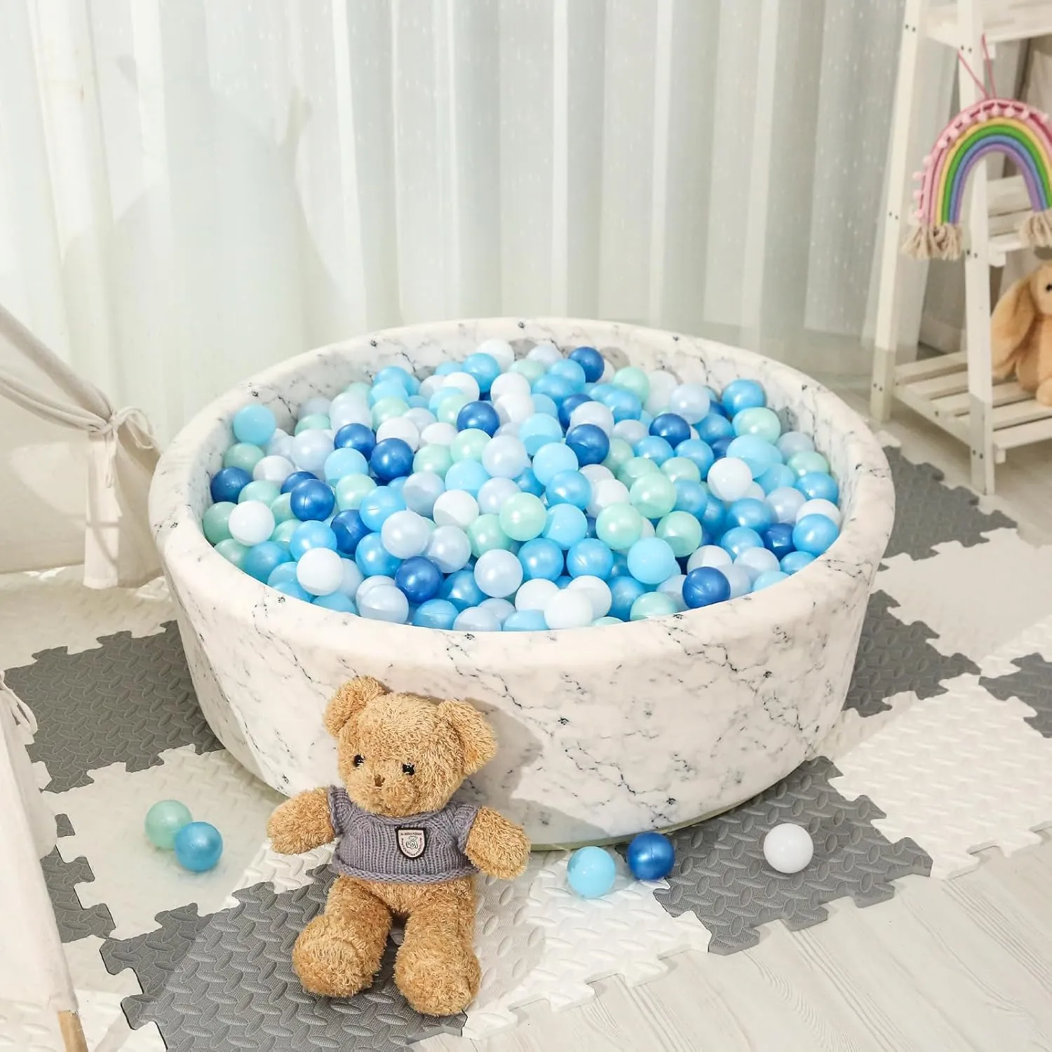 STARBOLO Ball Pit Balls for Kids- 100 Pcs Crush Proof Plastic Toy Balls for Toddler Ball Pits, Blue Balls for Ball Pits Play Tent, Baby Pool Water Toys, Party Decoration, Photo Props