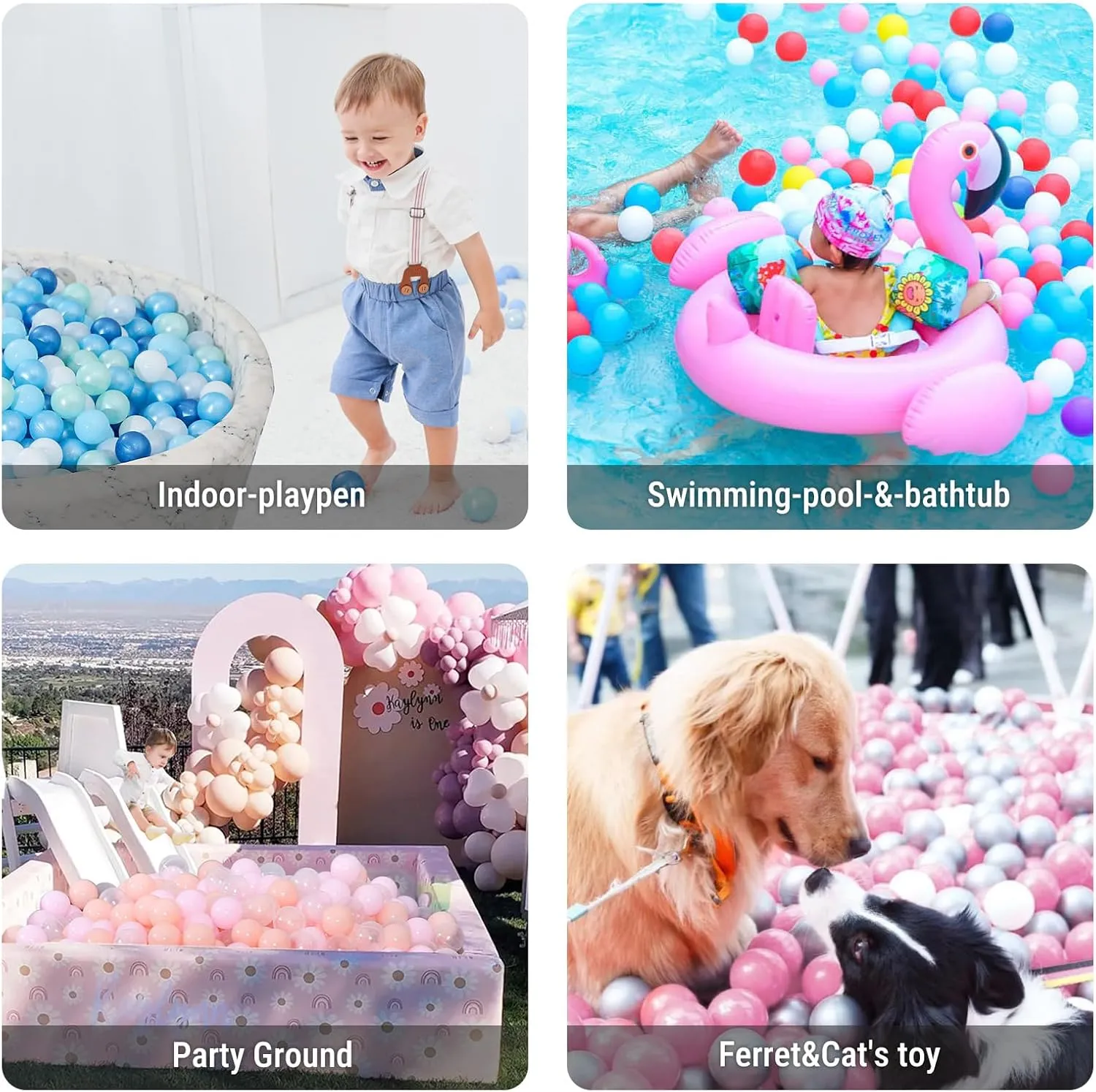 STARBOLO Ball Pit Balls for Kids- 100 Pcs Crush Proof Plastic Toy Balls for Toddler Ball Pits, Blue Balls for Ball Pits Play Tent, Baby Pool Water Toys, Party Decoration, Photo Props