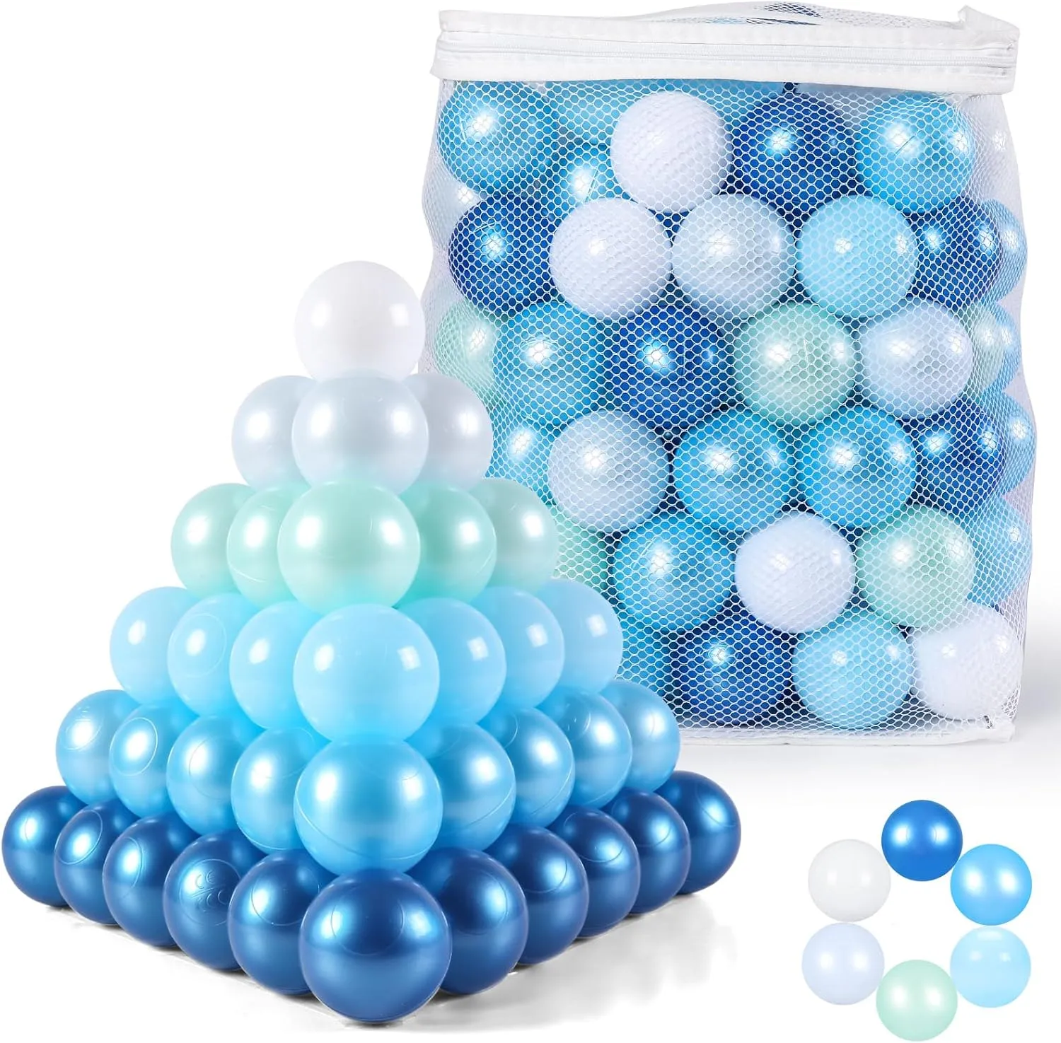 STARBOLO Ball Pit Balls for Kids- 100 Pcs Crush Proof Plastic Toy Balls for Toddler Ball Pits, Blue Balls for Ball Pits Play Tent, Baby Pool Water Toys, Party Decoration, Photo Props
