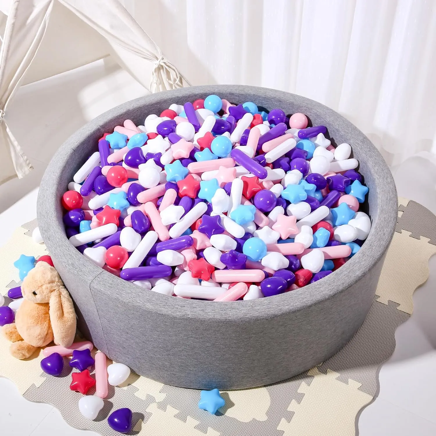 STARBOLO Ball Pit Balls for Toddlers - Macaron 100 Ball Pit Balls Crush Proof Plastic Toy Balls for Toddlers Ball Pits, Ball Pit Play Tent, Baby Pool Water Toys(Mixed 5 Colors)