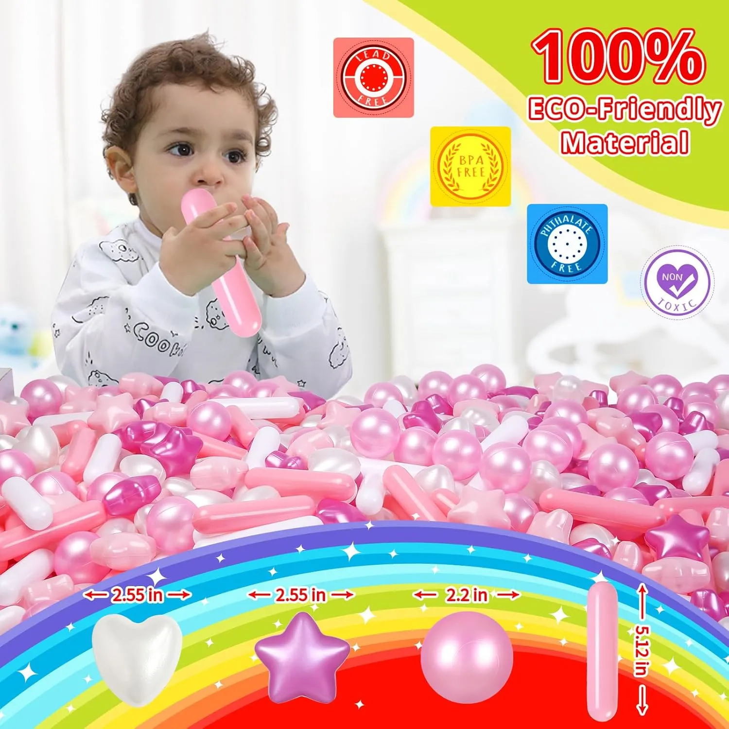 STARBOLO Ball Pit Balls for Toddlers - Pack of 150 BPA Free Phthalate Free Crush Proof Plastic Pit Balls Pearl Colors Play Toys for Kids Ball Pit, Pool,Play Tent,Party