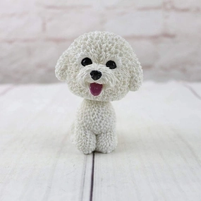 Statue Nodding Dog Animal Ornaments Mini Toys Car Interior Animal (Color : Cherina) (Color : Bichon)