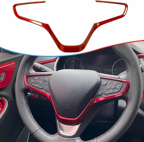 Steering Wheel Buttons Frame Stickers Cover Trim for Chevrolet Malibu 2016 2017 2018 2019 2020 2021 2022 2023 2024 - ABS Wine red Sport Interior Accessories
