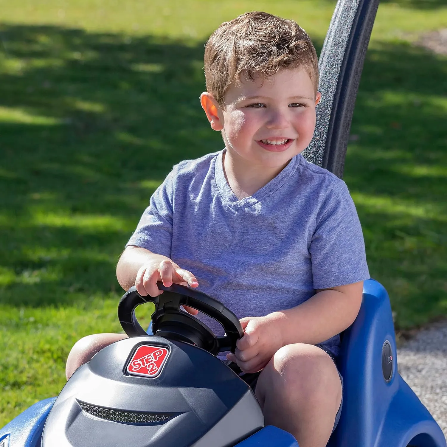 Step2 Push Around Buggy GT Kids Push Car, Ride On Toy, Stroller Substitute, Includes Seat Belt & Horn, Made of Durable Plastic, Max Weight 50 lbs., For Toddlers 1.5-3 Years Old, Blue