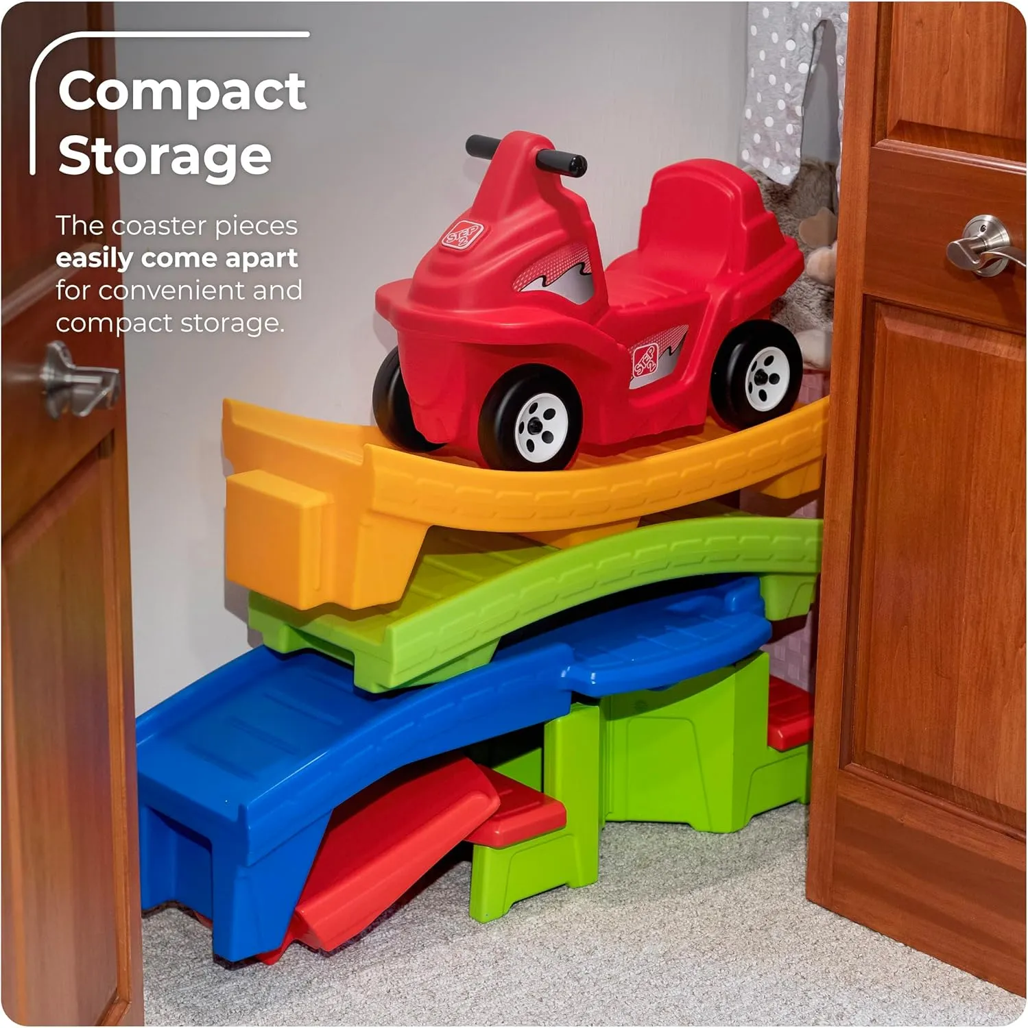 Step2 Up & Down Roller Coaster Kids Ride On Toy, Push Car, Indoor/Outdoor Playset, Made of Durable Plastic, Max Weight 50 lbs., For Toddlers 2-5 Years Old, Multicolor