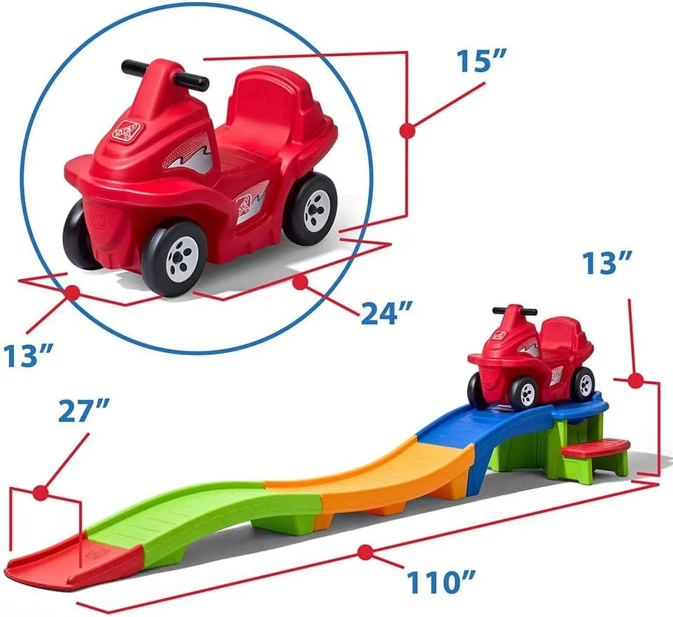 Step2 Up & Down Roller Coaster Kids Ride On Toy, Push Car, Indoor/Outdoor Playset, Made of Durable Plastic, Max Weight 50 lbs., For Toddlers 2-5 Years Old, Multicolor