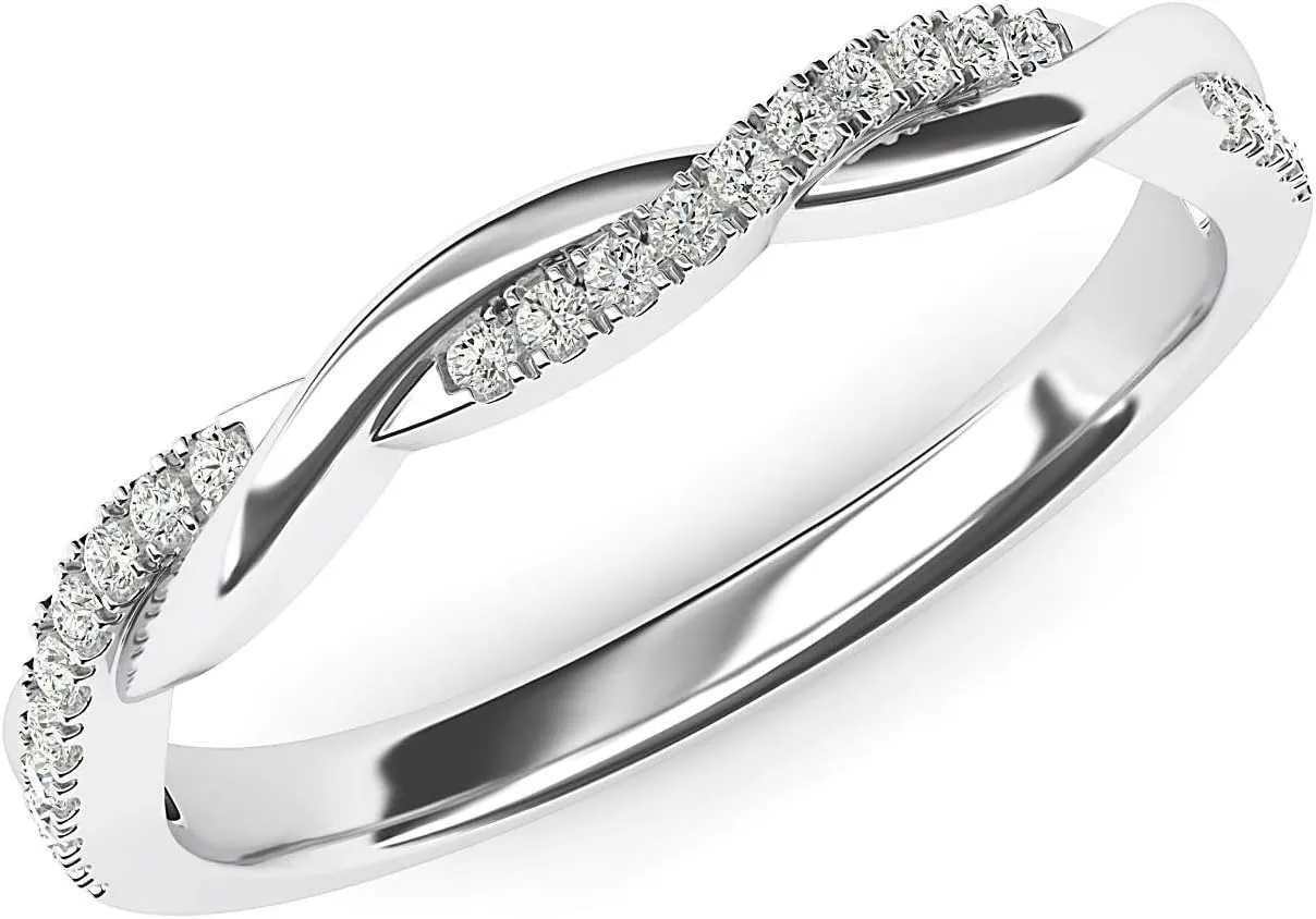 Sterling Silver 2.5mm Petite Twisted Vine Moissanite or Simulated Diamond Ring Wedding Band Matching Ring