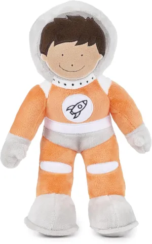 Storklings Astronaut Stuffed Animal Spaceman Plush 12" Height Soft Space Toy in a Dark Blue Spacesuit (Orange)
