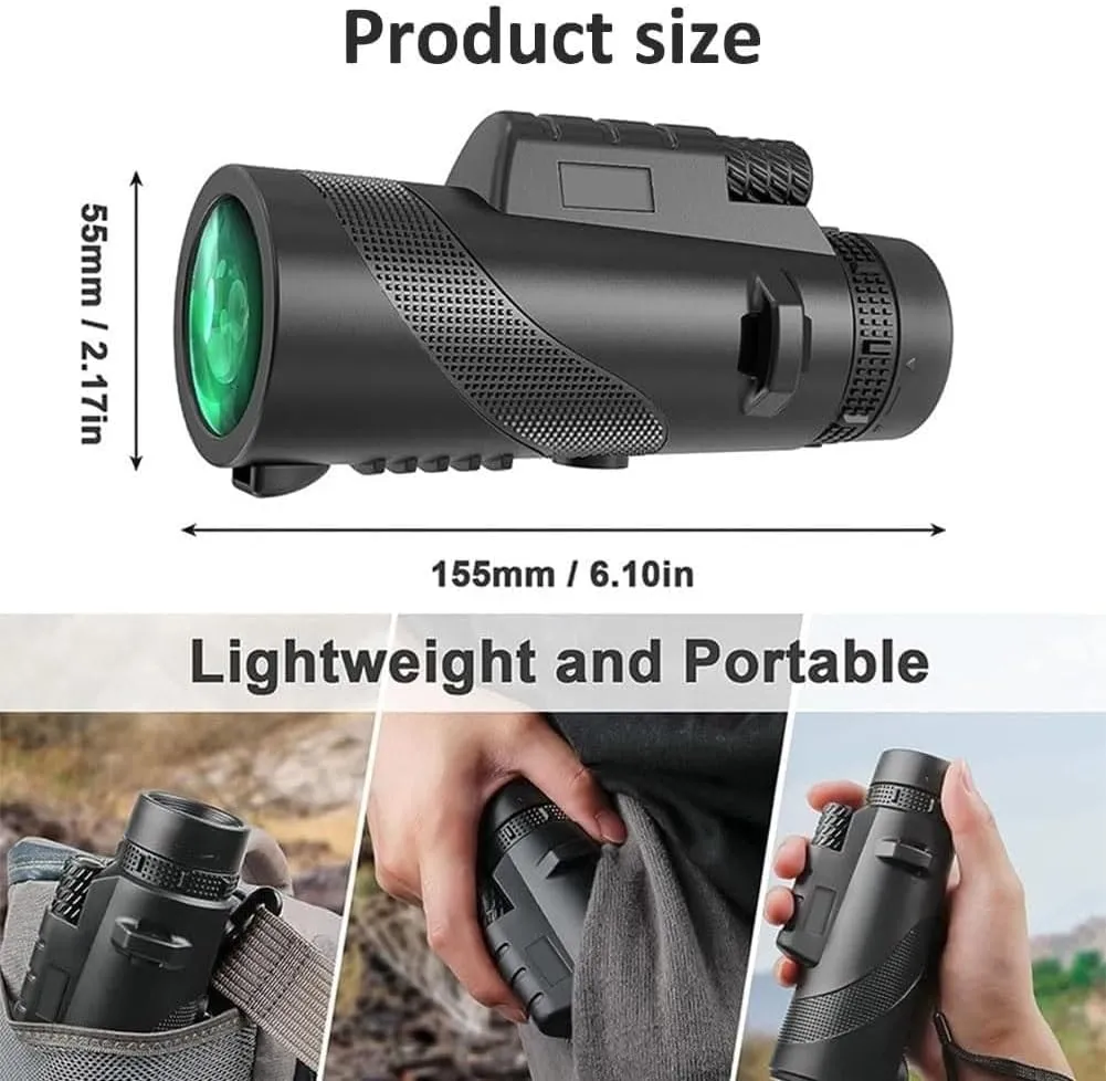 Stscope 360 Monocular Set, Telescope High Power, High-Power Long-Range Optics with Night Vision & Phone Adapter, Tripod-Compatible Gear for Birdwatching Stargazing Camping (80x100,Upgraded Black)