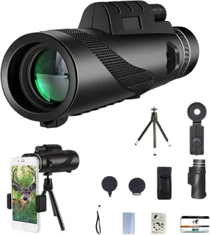 Stscope 360 Monocular Set, Telescope High Power, High-Power Long-Range Optics with Night Vision & Phone Adapter, Tripod-Compatible Gear for Birdwatching Stargazing Camping (80x100,Upgraded Black)