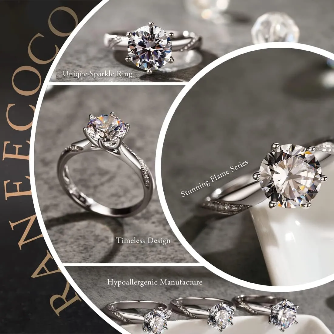 Stunning Flame 0.75ct-3.00ct Solitaire Engagement Ring White Gold Plated Sterling Silver Cubic Zirconia Wedding for Women | Excellent Cut, D Color, FL Clarity & Exquisite Polish