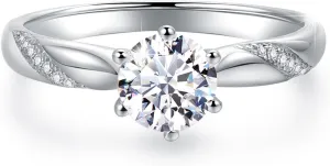 Stunning Flame 0.75ct-3.00ct Solitaire Engagement Ring White Gold Plated Sterling Silver Cubic Zirconia Wedding for Women | Excellent Cut, D Color, FL Clarity & Exquisite Polish