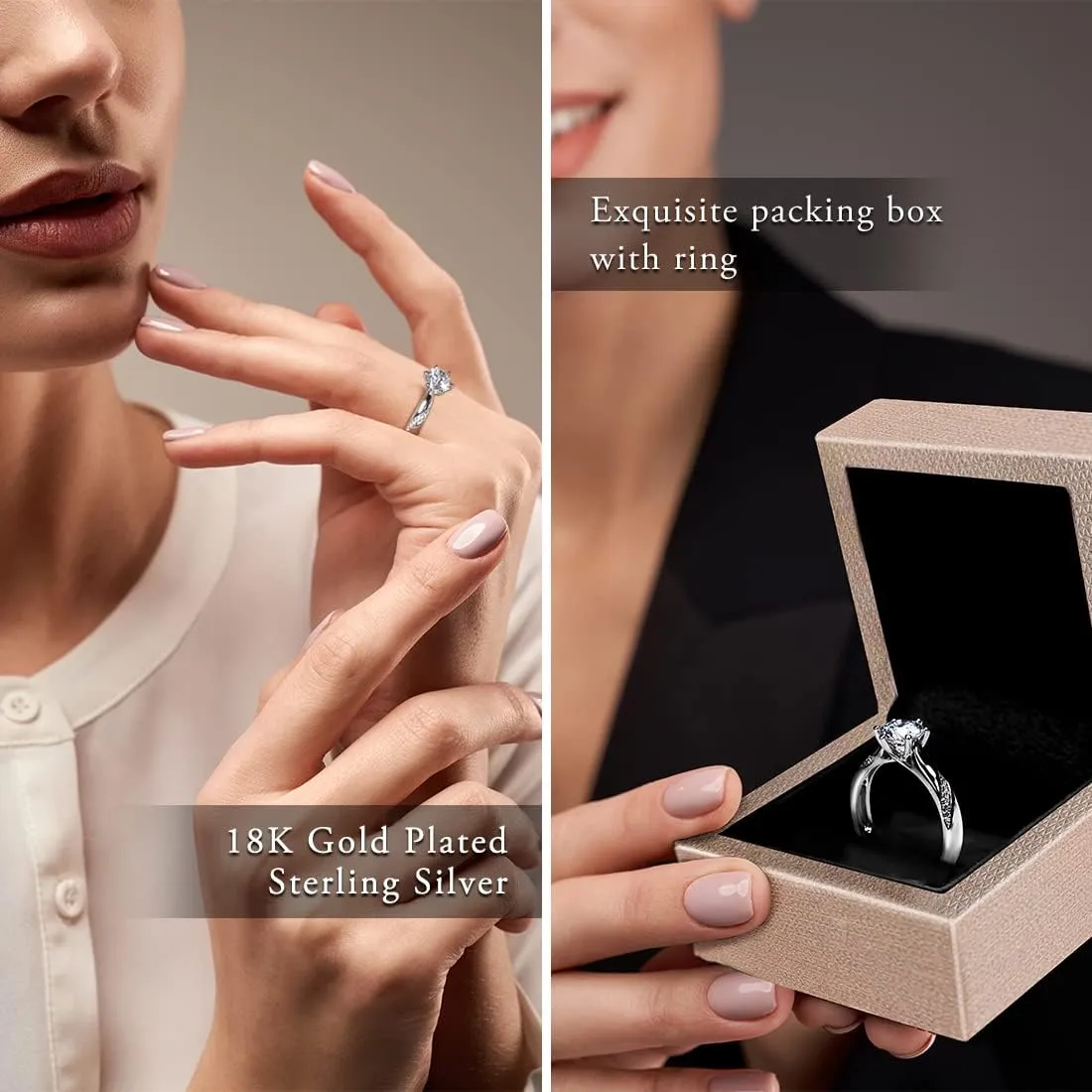 Stunning Flame 0.75ct-3.00ct Solitaire Engagement Ring White Gold Plated Sterling Silver Cubic Zirconia Wedding for Women | Excellent Cut, D Color, FL Clarity & Exquisite Polish