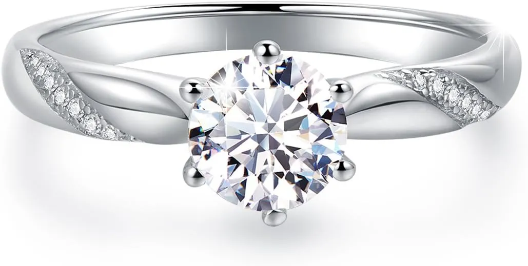 Stunning Flame 0.75ct-3.00ct Solitaire Engagement Ring White Gold Plated Sterling Silver Cubic Zirconia Wedding for Women | Excellent Cut, D Color, FL Clarity & Exquisite Polish