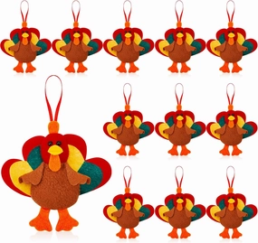 Suhine 12 Pcs Thanksgiving Turkey Toy Stuffed Animal Bulk Mini Plush Toys for Birthday Gift Thanksgiving Party Decor
