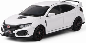 Suitable for 1:32 die-cast Alloy Honda Civic Type-R car Model, steerable Alloy car with Lights and Sound, Kids Open Door Toy car, Kids Gift Decorations（White）