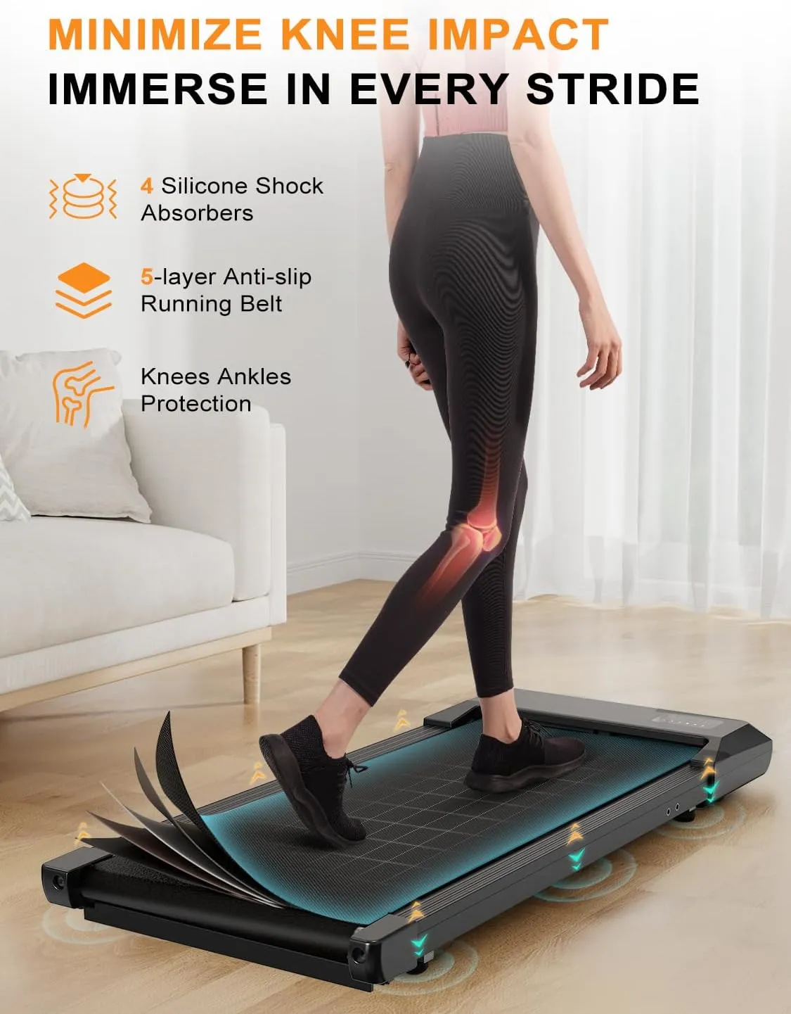 SupeRun Walking Pad, Under Desk Treadmill, 3 in 1 Portable Treadmill with Remote Control LED Display, 2.5 HP Quiet Walking Jogging Machine for Office Home Use, 250 Lbs Capacity